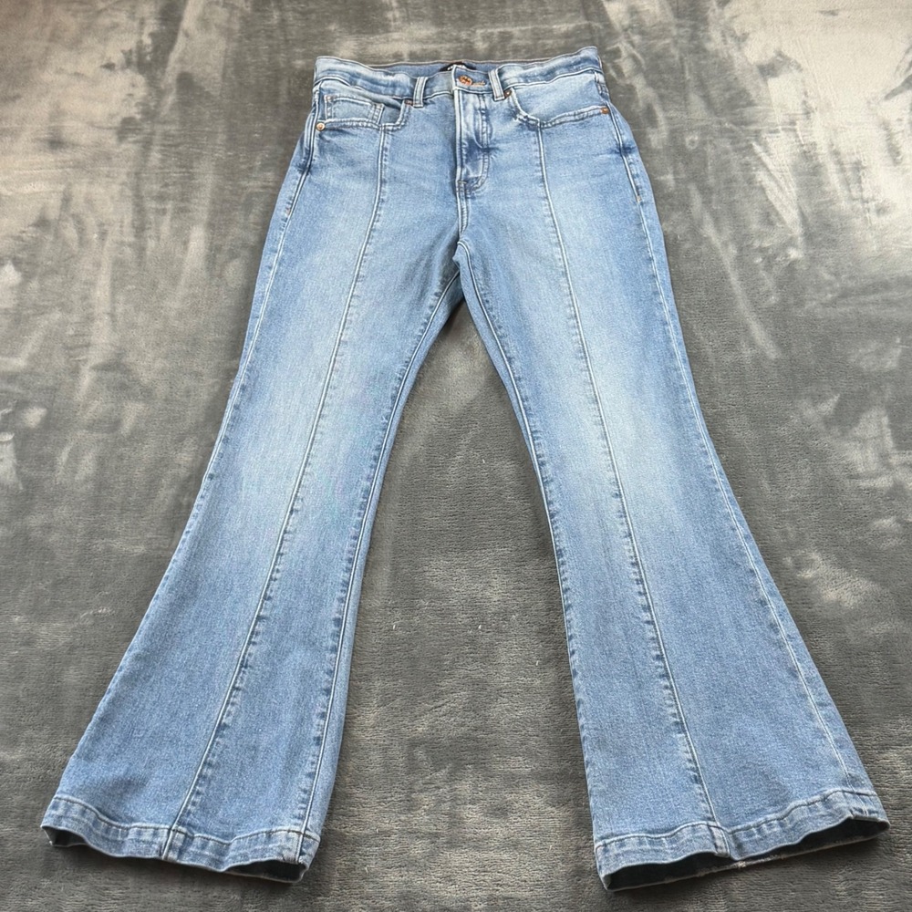 Express High Rise Flare Jeans Light Wash Front Seam Size 00S Denim Pants